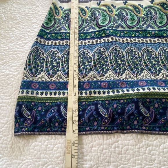 Old Navy Blue, Green and White Paisley Print 3/4 Sleeve Dress Size Medium - Picture 12 of 12
